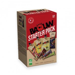 BAOUW Starter pack 3 barres 25g + 3 purées 90g + 1 mélange de fruits secs 30g